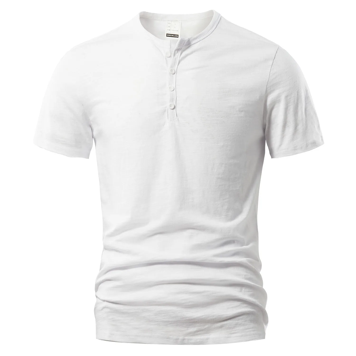 Men's slub cotton casual short sleeve pullover shirt in denim blue colour