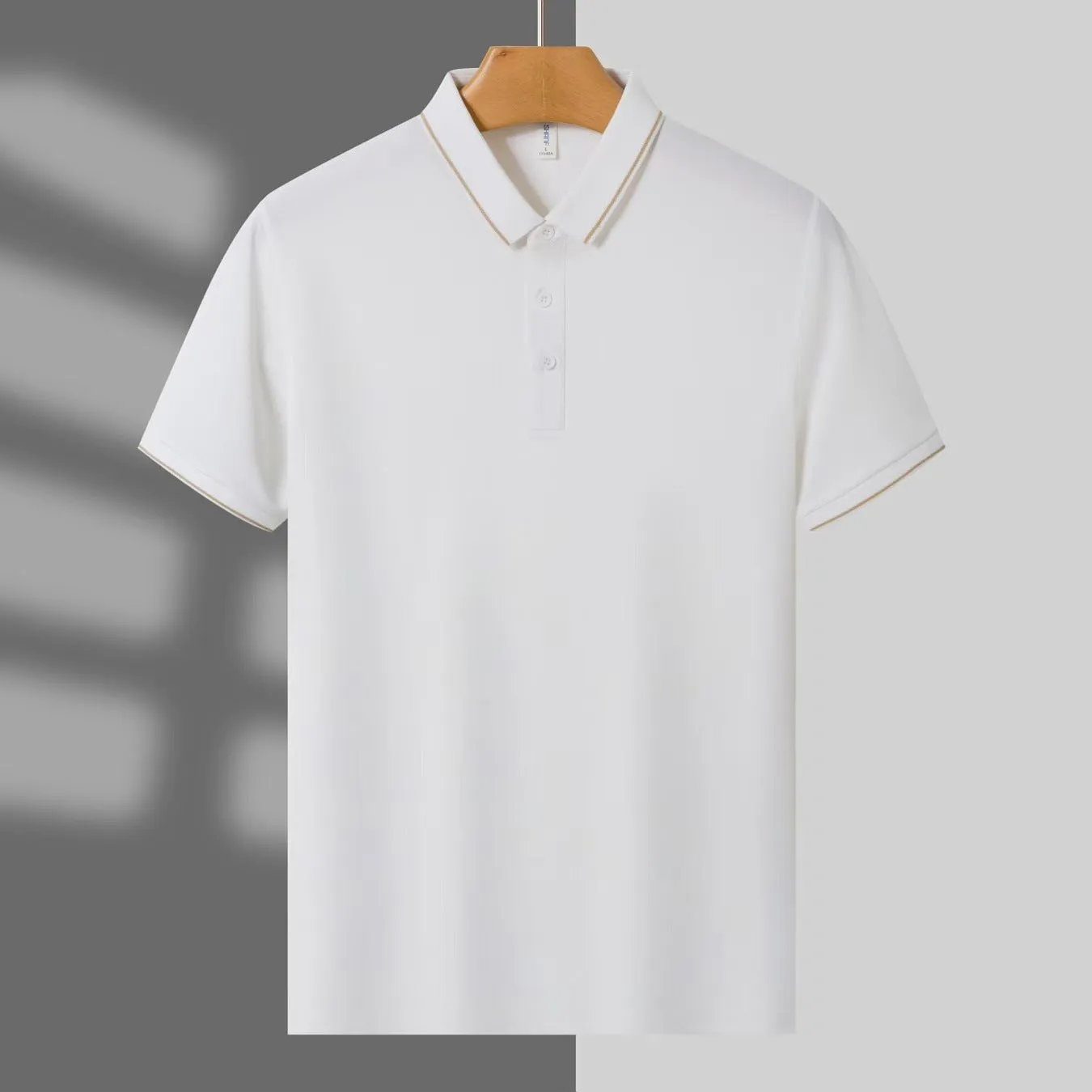 Summer work polo shirt with ice ion collar in chemical fibre blend fabric, loose fit short sleeve design