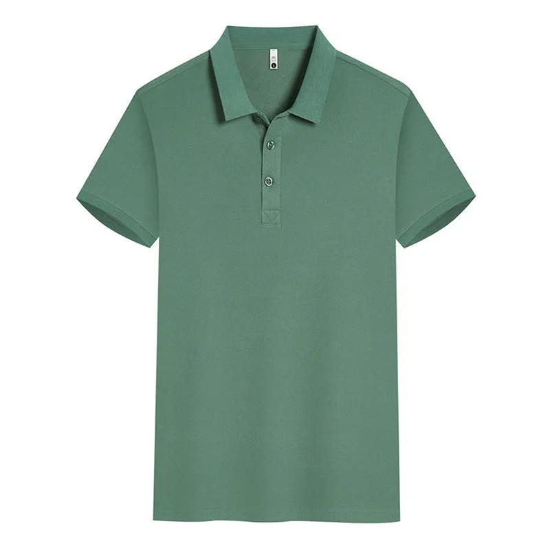 Men's sky blue lapel short sleeve casual shirt made from cool silk cotton blend fabric