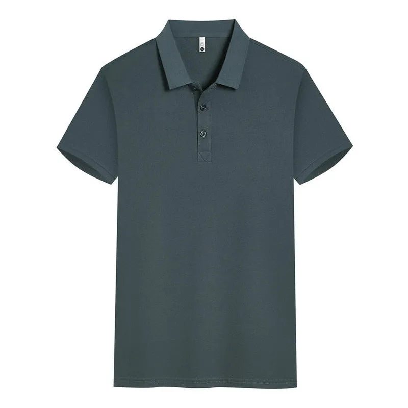 Men's sky blue lapel short sleeve casual shirt made from cool silk cotton blend fabric