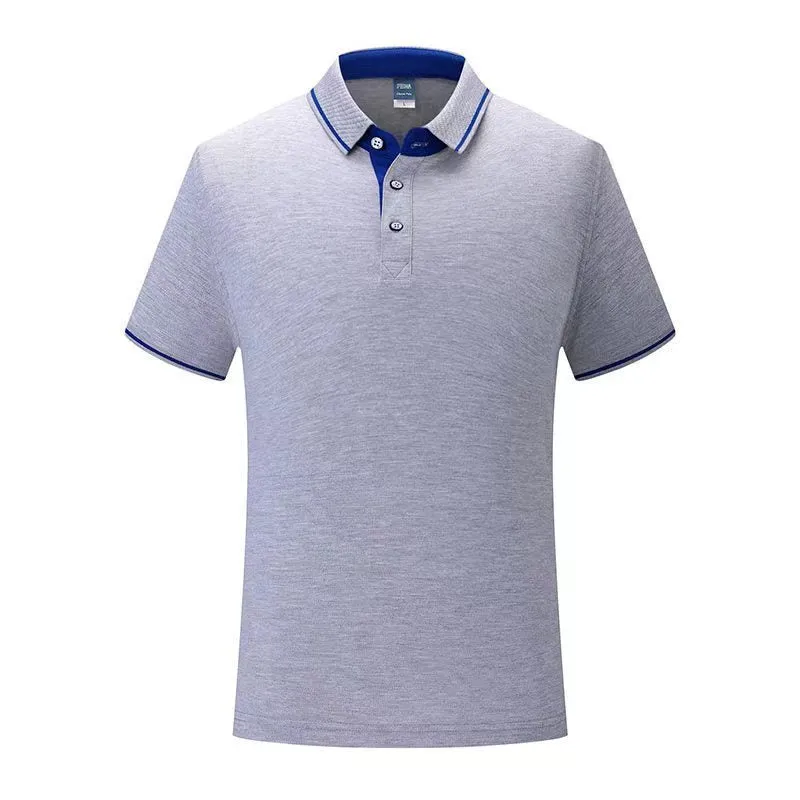 Men's stand collar pure cotton short sleeve work shirt in solid colour front view