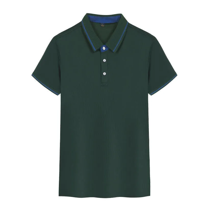 Quick-drying Korean style polo shirt in loose fit with asymmetric detail and short sleeves