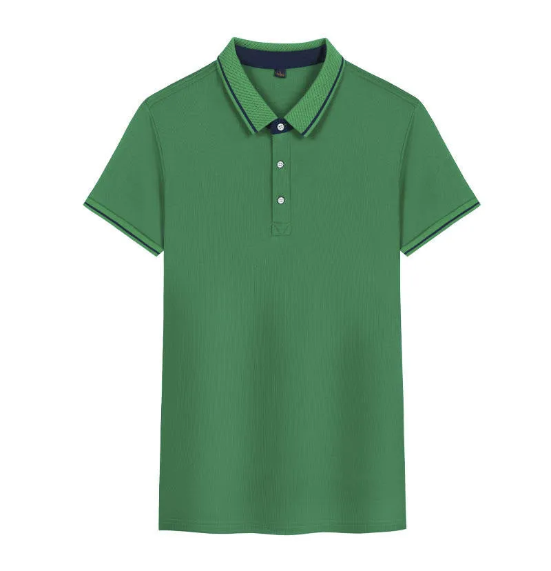 Quick-drying Korean style polo shirt in loose fit with asymmetric detail and short sleeves