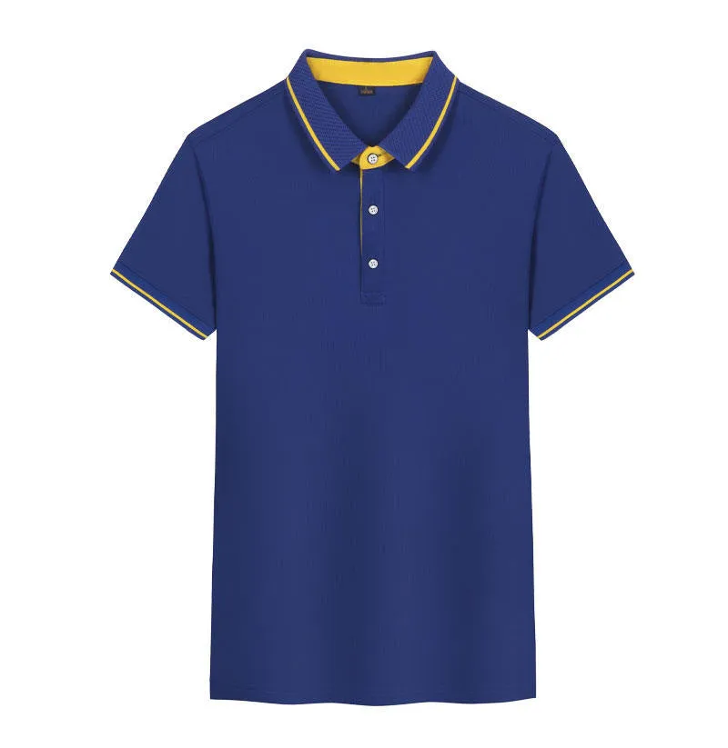 Quick-drying Korean style polo shirt in loose fit with asymmetric detail and short sleeves
