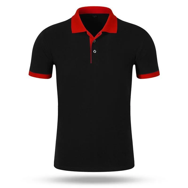 Men's loose fit cotton short sleeve advertising shirt in solid colour for work wear