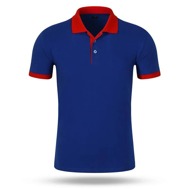 Men's loose fit cotton short sleeve advertising shirt in solid colour for work wear