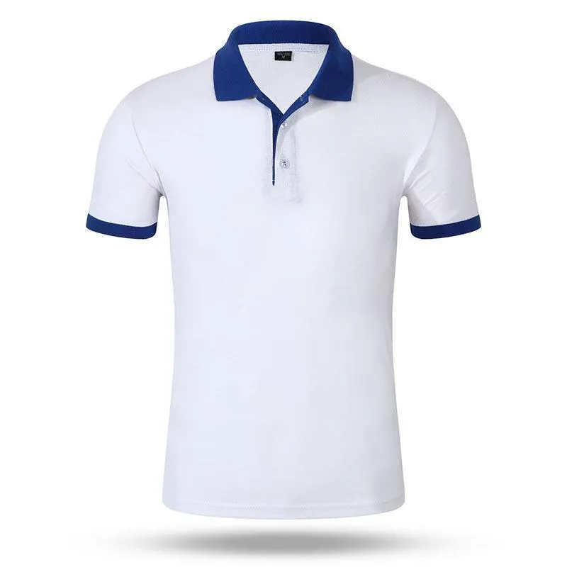 Men's loose fit cotton short sleeve advertising shirt in solid colour for work wear