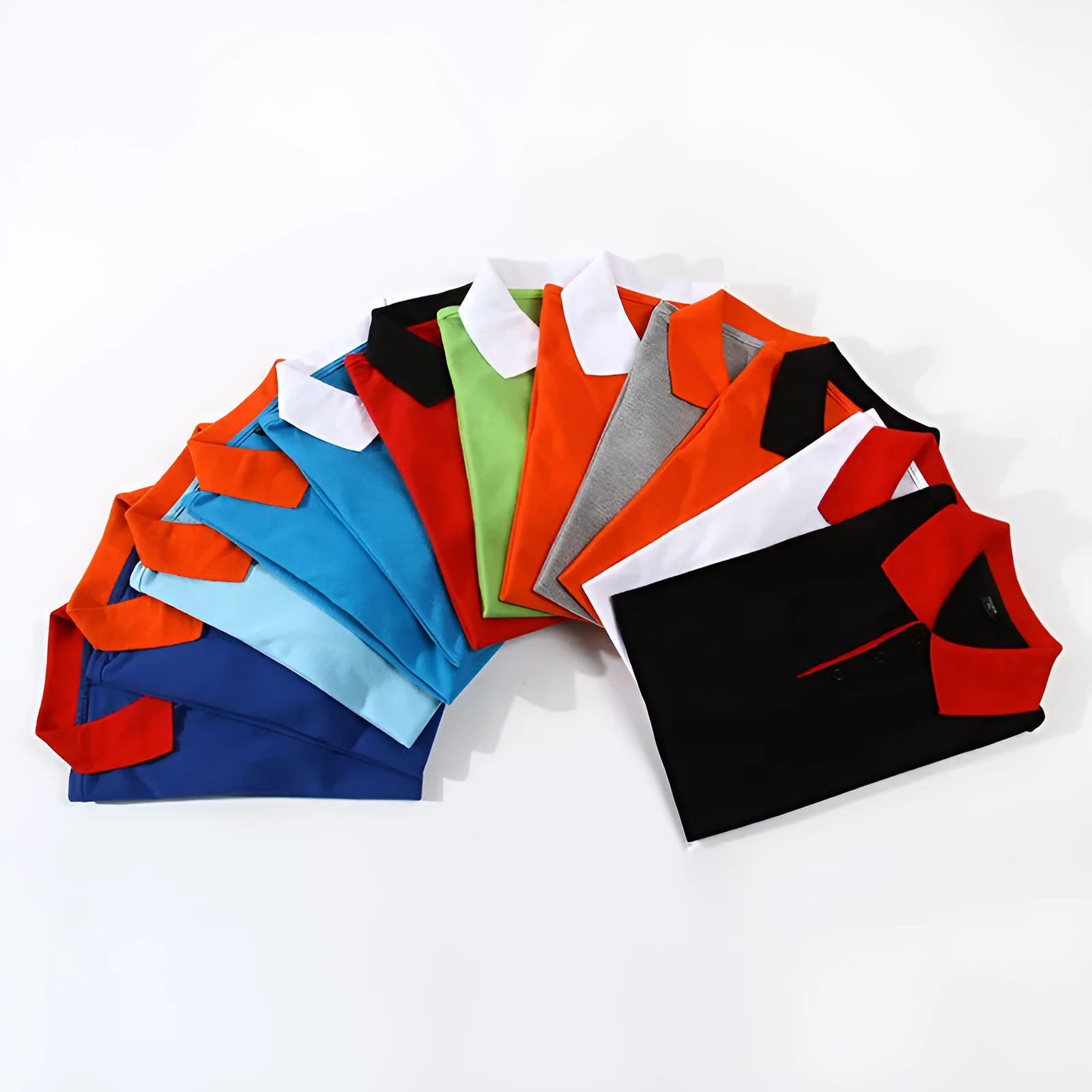 Men's loose fit cotton short sleeve advertising shirt in solid colour for work wear