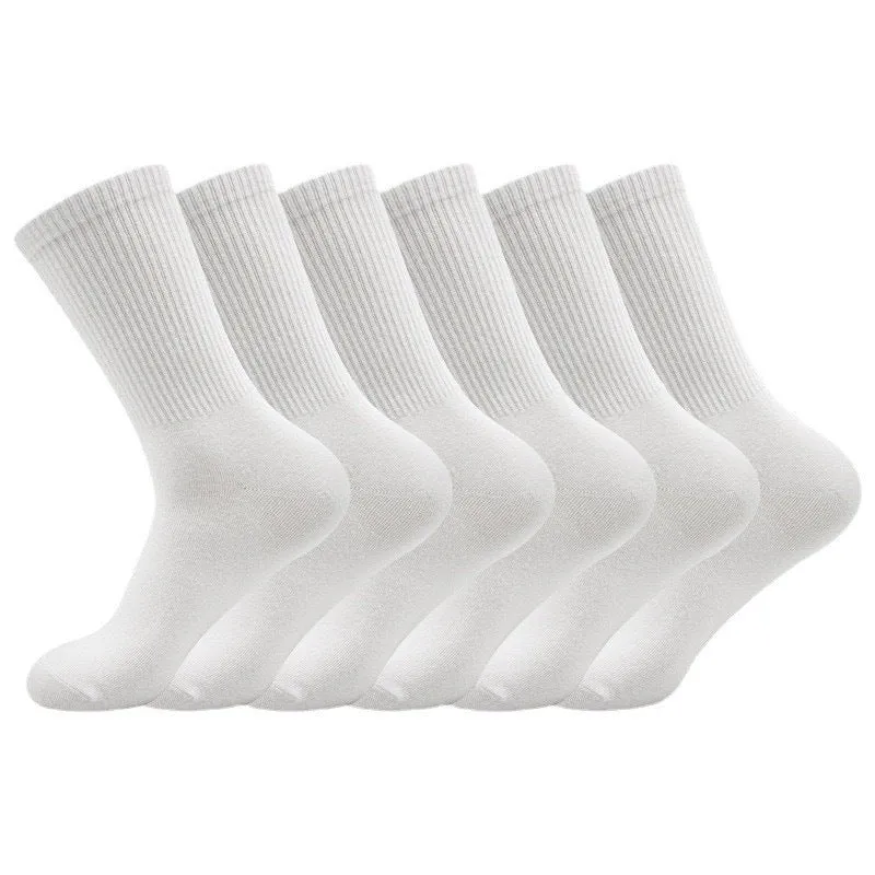 Mid-calf length sports socks in black, white, and grey colours