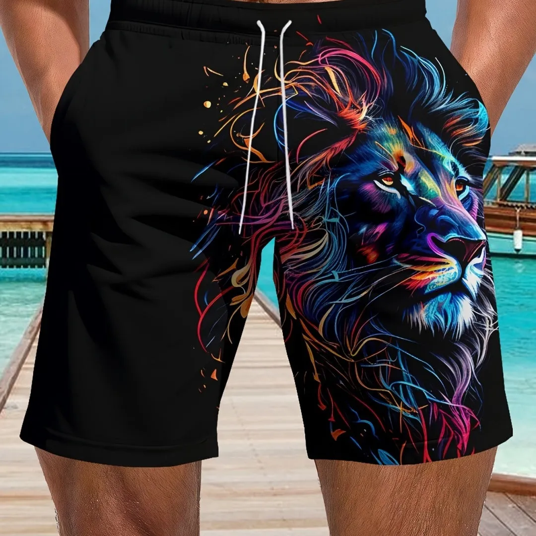 Man wearing loose-fit light grey casual summer shorts with a micro-elastic waistband.