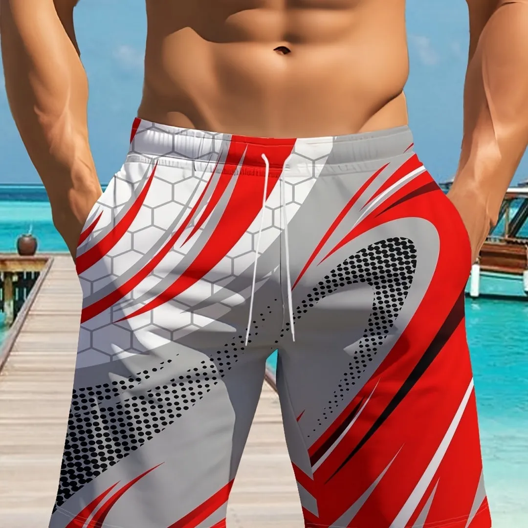 Man wearing loose-fit light grey casual summer shorts with a micro-elastic waistband.