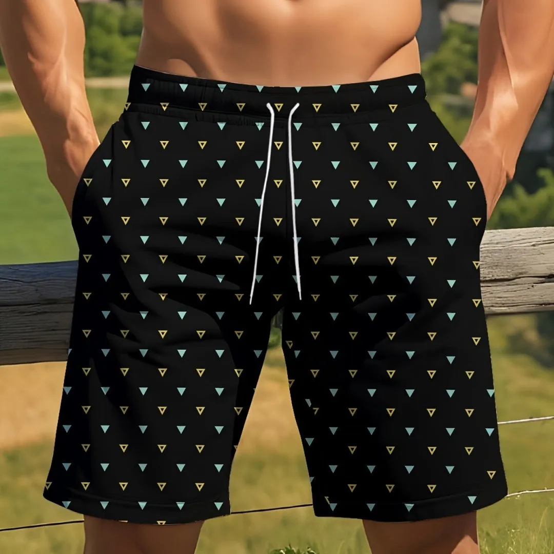 Man wearing loose-fit light grey casual summer shorts with a micro-elastic waistband.