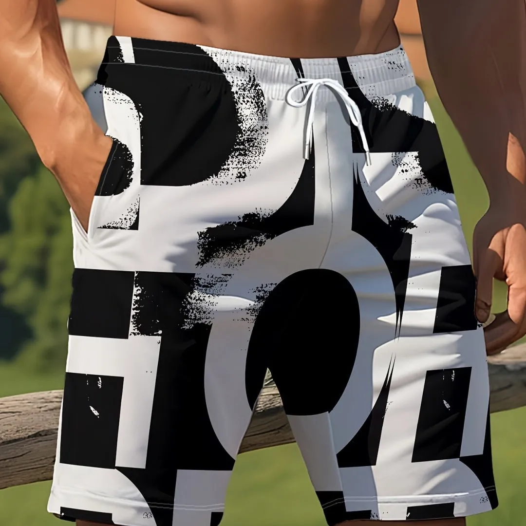 Man wearing loose-fit light grey casual summer shorts with a micro-elastic waistband.