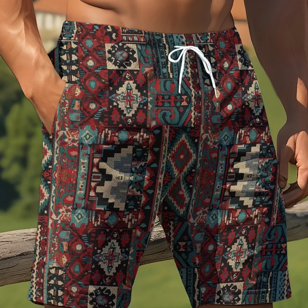Man wearing loose-fit light grey casual summer shorts with a micro-elastic waistband.