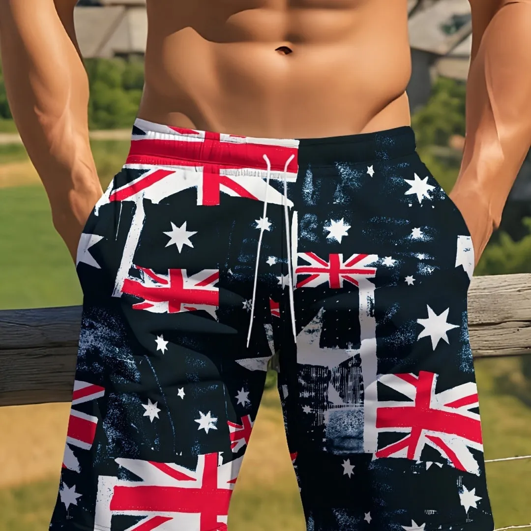 Man wearing loose-fit light grey casual summer shorts with a micro-elastic waistband.