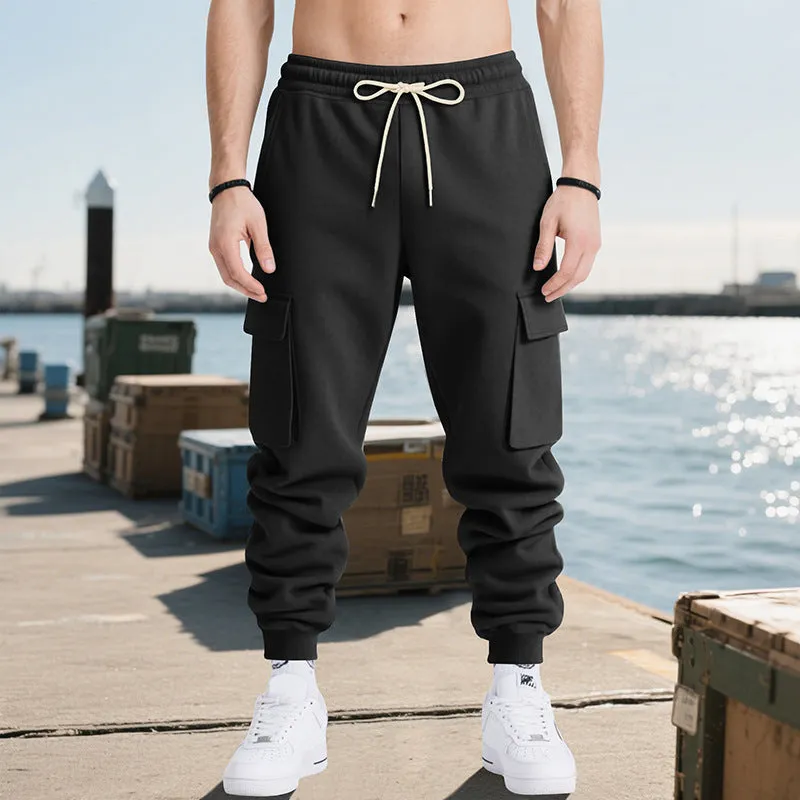 Men's loose fit multi-pocket work trousers in elastic fabric available in multiple colours and sizes