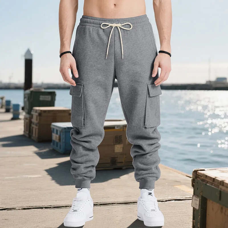 Men's loose fit multi-pocket work trousers in elastic fabric available in multiple colours and sizes