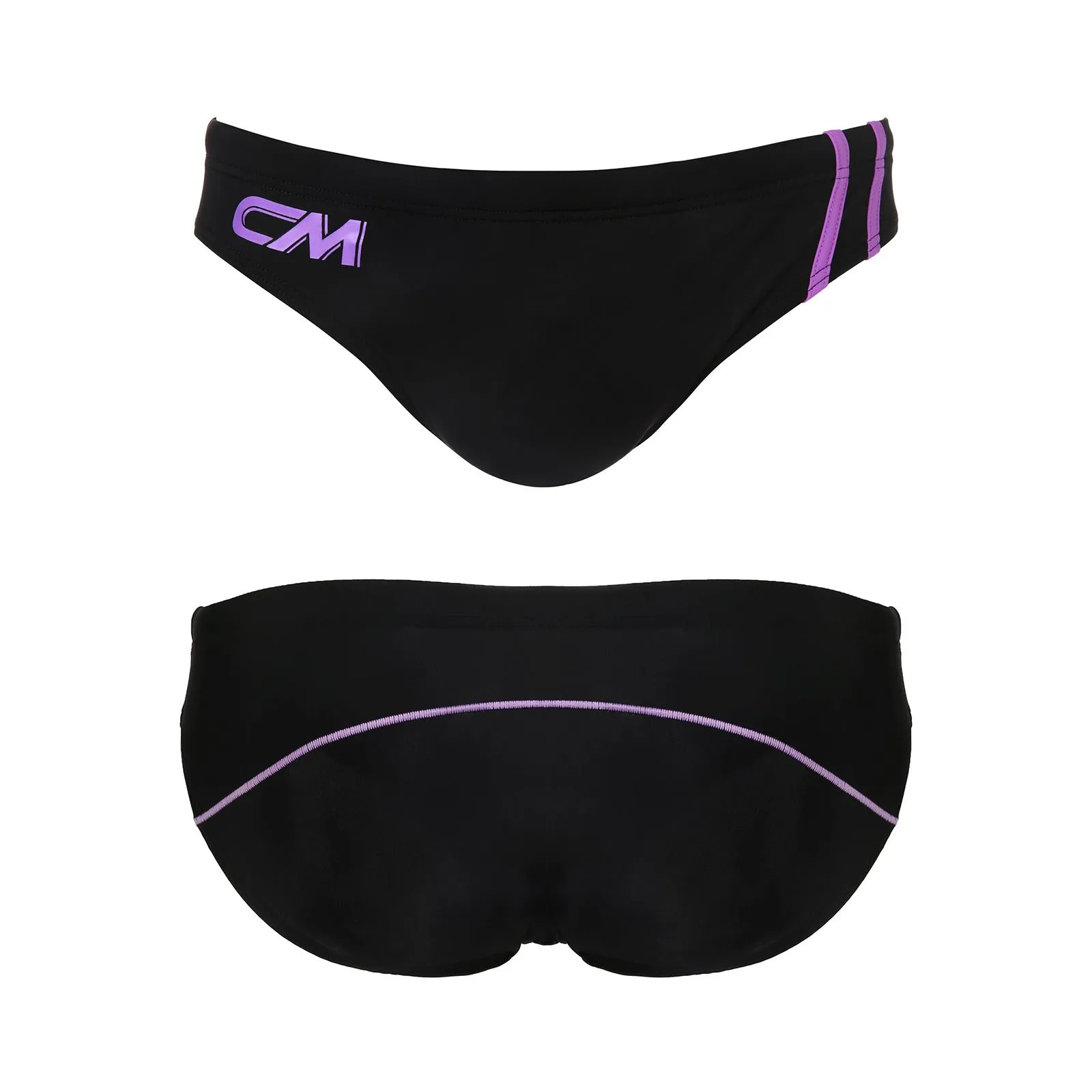 Men's nylon bikini swim trunks in white, black, red, rose red and sapphire blue colours