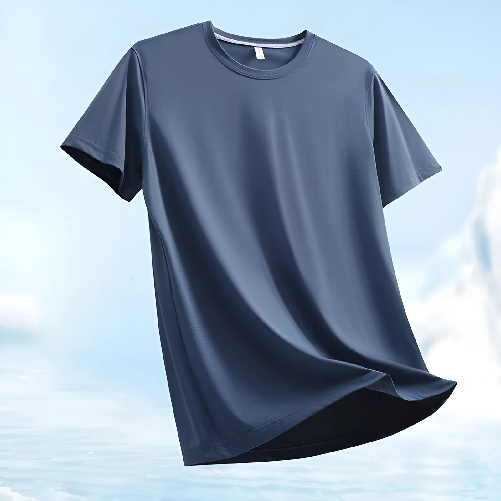 Men's ice water cube brocade design nylon t-shirt in loose fit for summer sports wear