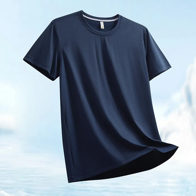 Men's ice water cube brocade design nylon t-shirt in loose fit for summer sports wear