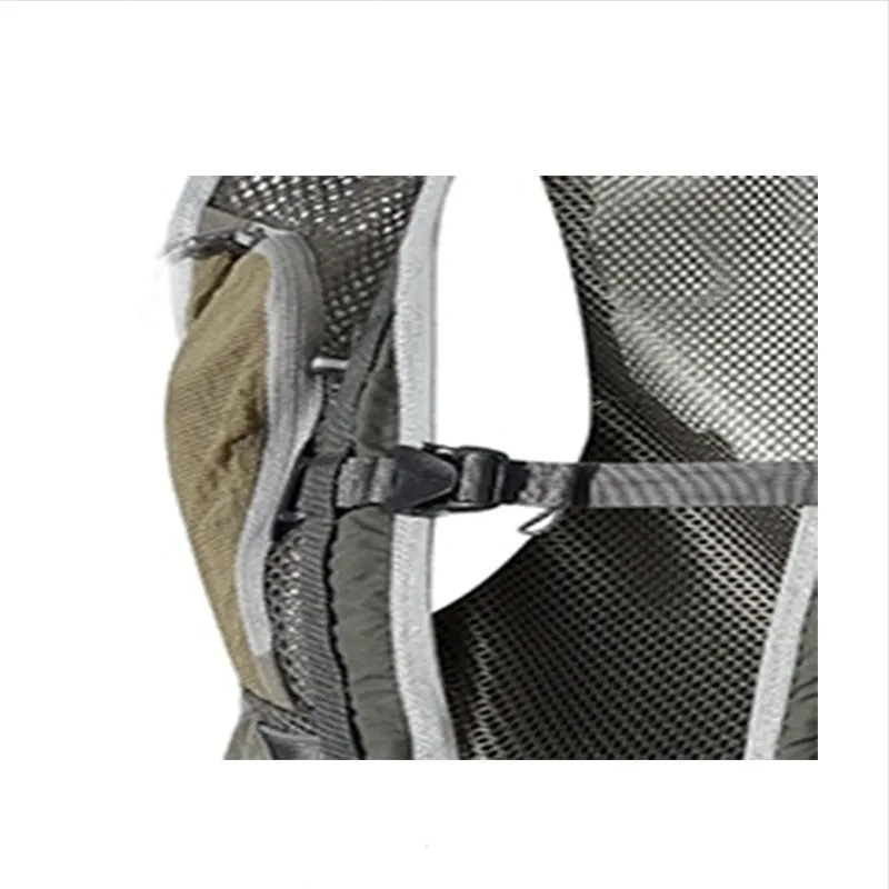 Men's gray green functional pocket cotton vest, lightweight loose fit waistcoat with front pockets