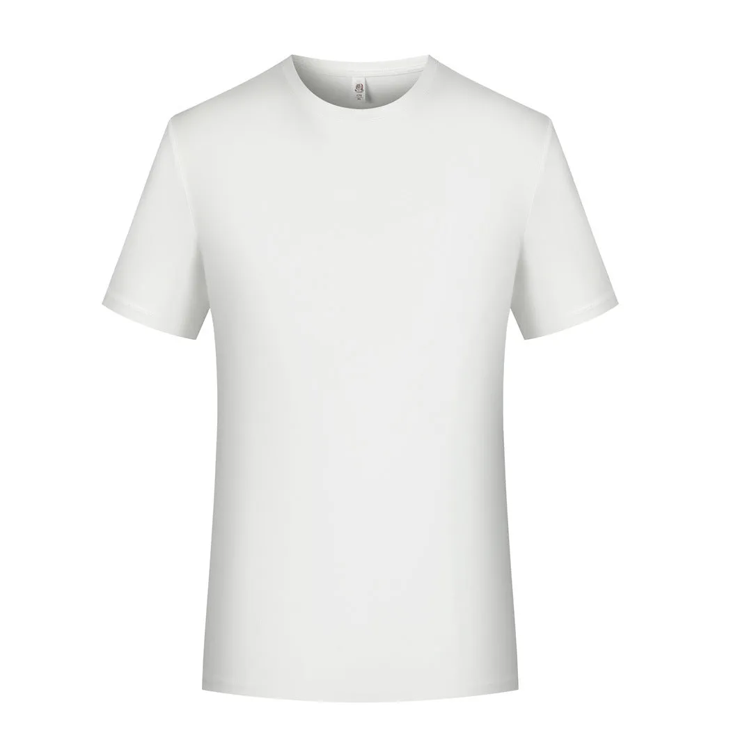 Mercerised modal short sleeve T-shirt in grey green colour on a hanger, showing round neck and plain weave fabric.