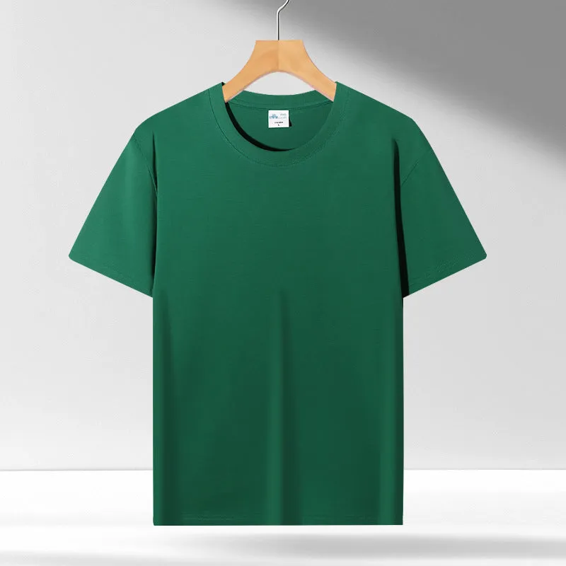 Liquid ammonia cotton short-sleeved shirt in solid colour, loose pullover fit, available in white, black, blue, green, and more