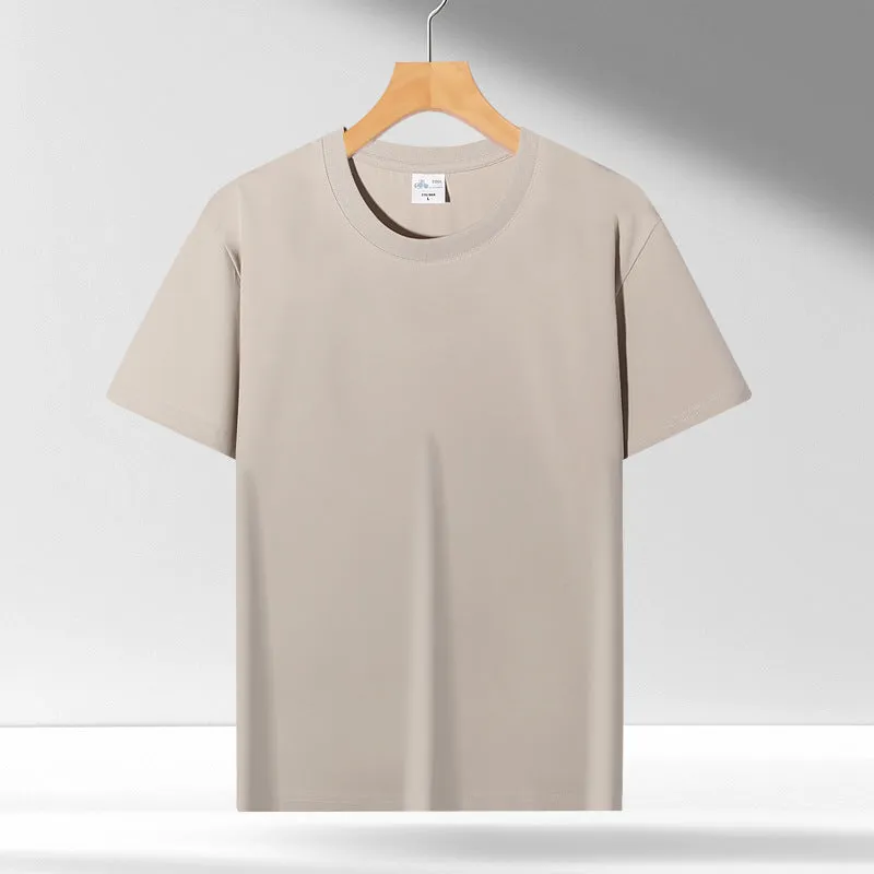 Liquid ammonia cotton short-sleeved shirt in solid colour, loose pullover fit, available in white, black, blue, green, and more