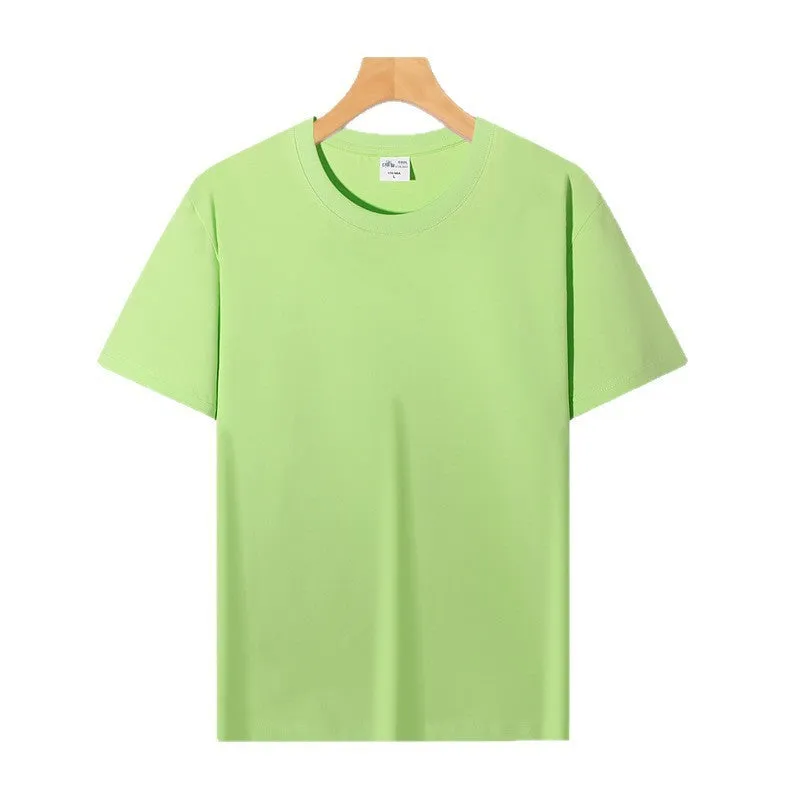 Liquid ammonia cotton short-sleeved shirt in solid colour, loose pullover fit, available in white, black, blue, green, and more