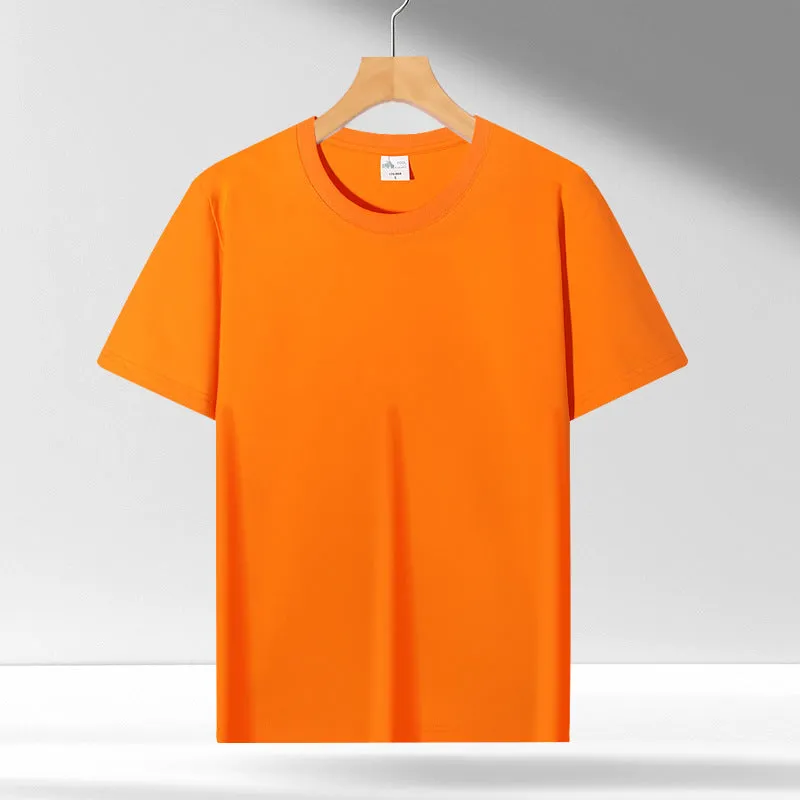 Liquid ammonia cotton short-sleeved shirt in solid colour, loose pullover fit, available in white, black, blue, green, and more