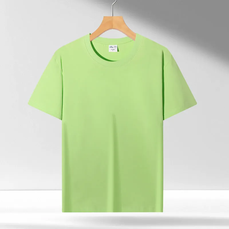 Liquid ammonia cotton short-sleeved shirt in solid colour, loose pullover fit, available in white, black, blue, green, and more