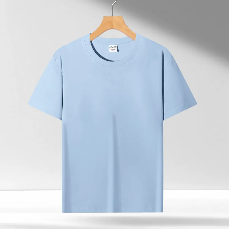 Liquid ammonia cotton short-sleeved shirt in solid colour, loose pullover fit, available in white, black, blue, green, and more