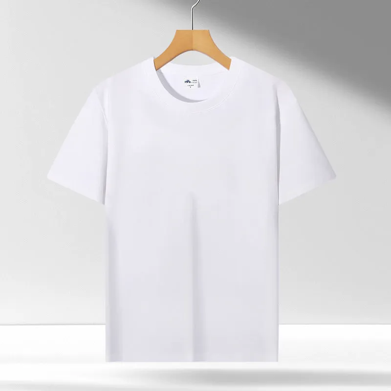 Liquid ammonia cotton short-sleeved shirt in solid colour, loose pullover fit, available in white, black, blue, green, and more