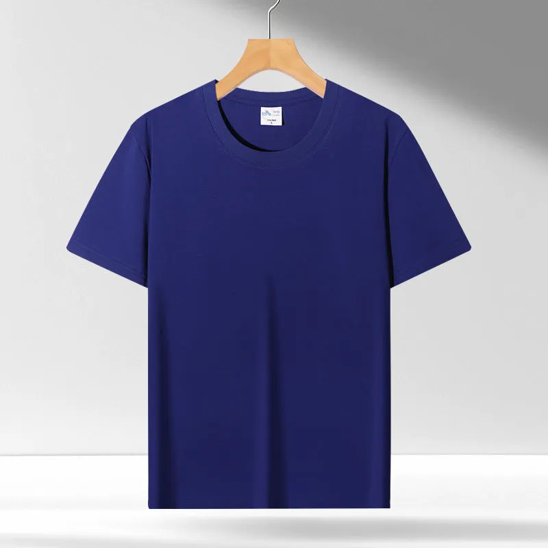 Liquid ammonia cotton short-sleeved shirt in solid colour, loose pullover fit, available in white, black, blue, green, and more