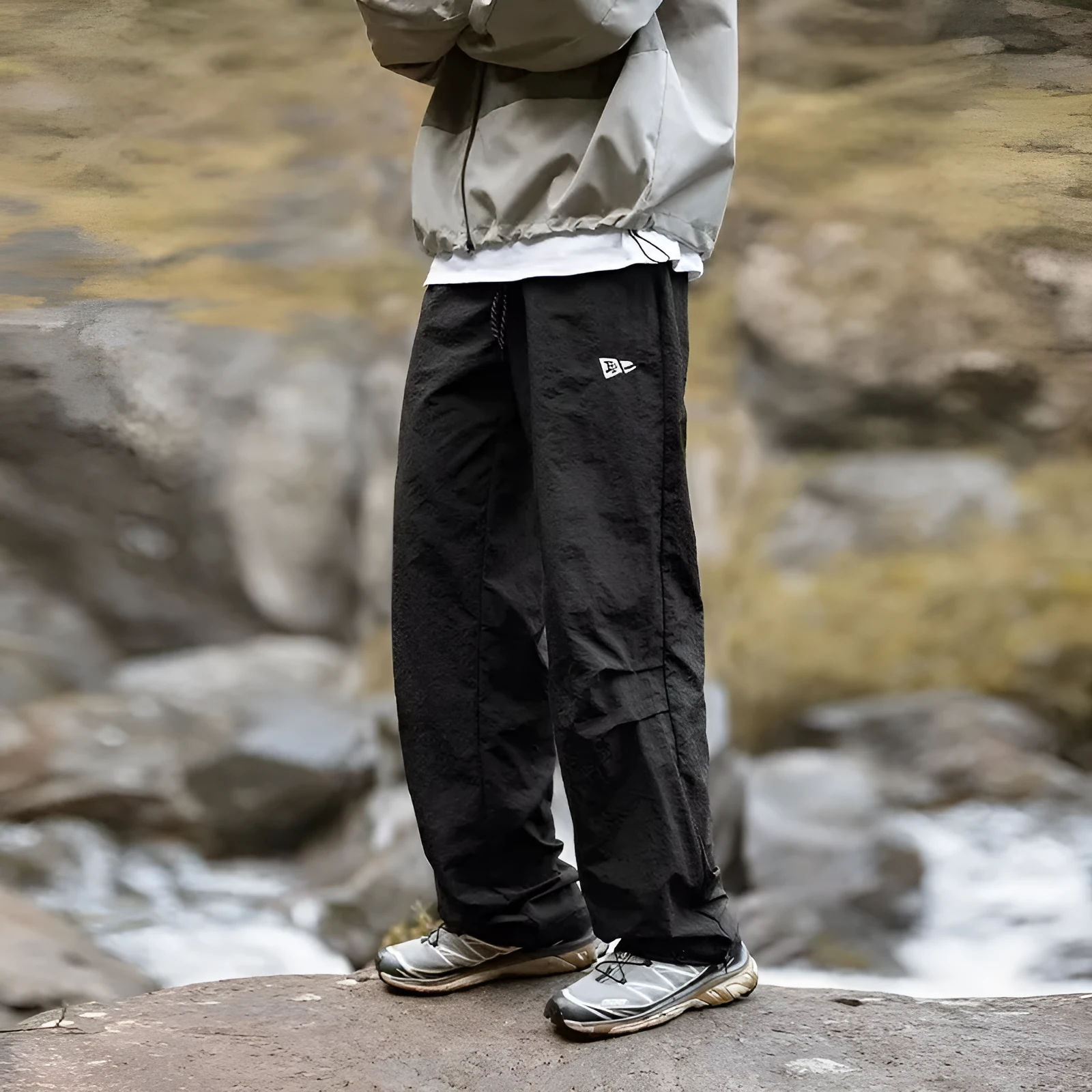 Men's quick-drying waterproof mountain trousers in straight leg design
