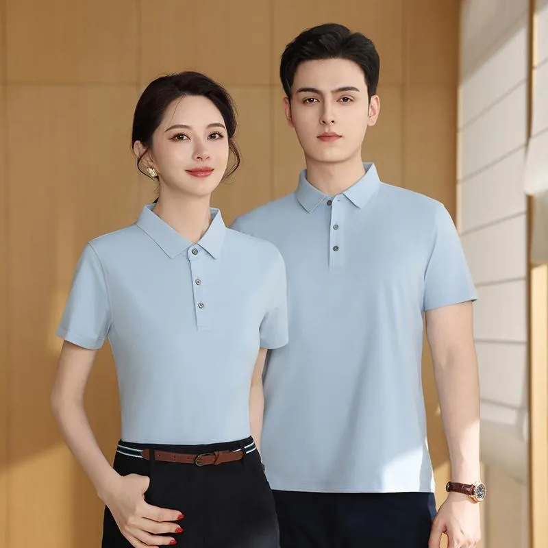 Polo collar cotton work shirt short sleeve available in multiple colours including black and navy blue, sizes S to 5XL
