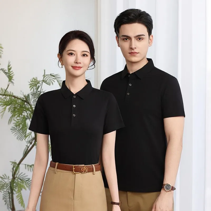Polo collar cotton work shirt short sleeve available in multiple colours including black and navy blue, sizes S to 5XL