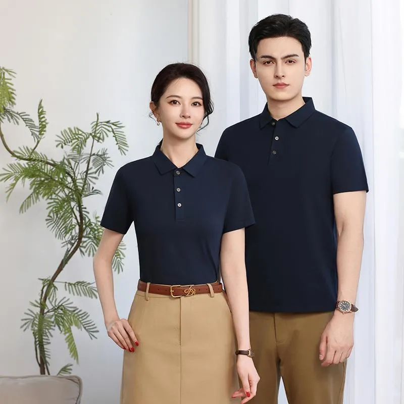 Polo collar cotton work shirt short sleeve available in multiple colours including black and navy blue, sizes S to 5XL
