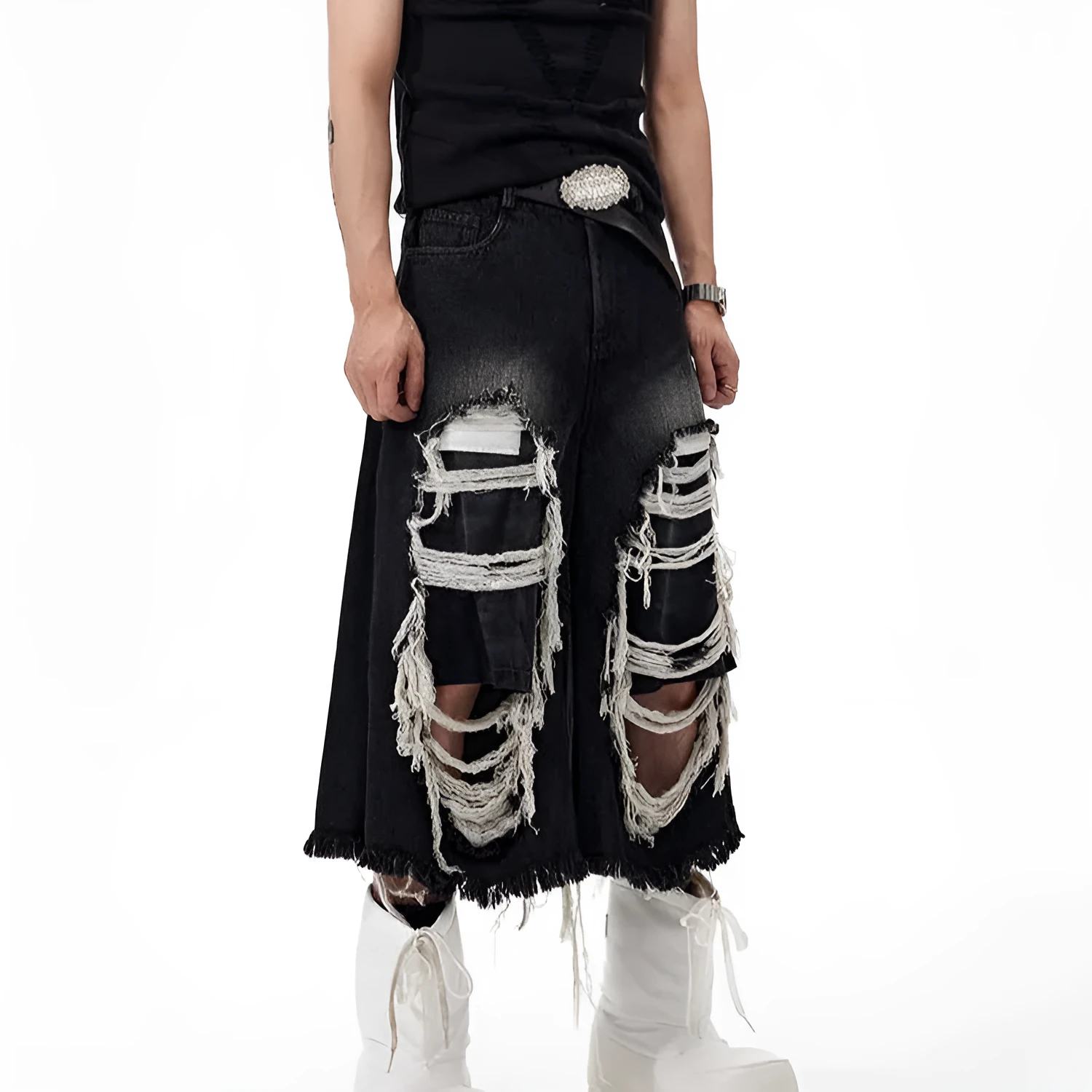 Black women's cropped wide-leg jeans with a mid-high waist and relaxed fit.
