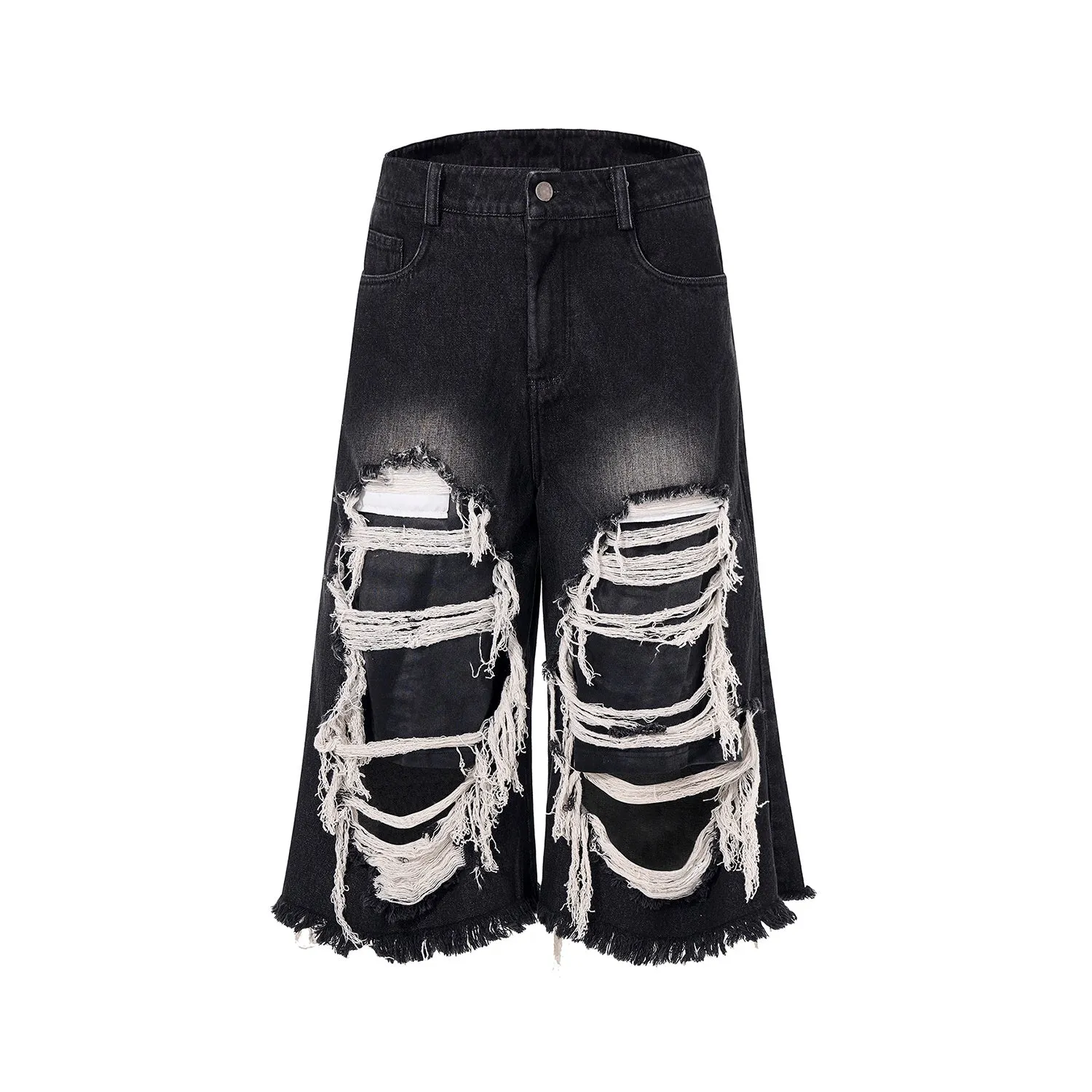 Black women's cropped wide-leg jeans with a mid-high waist and relaxed fit.
