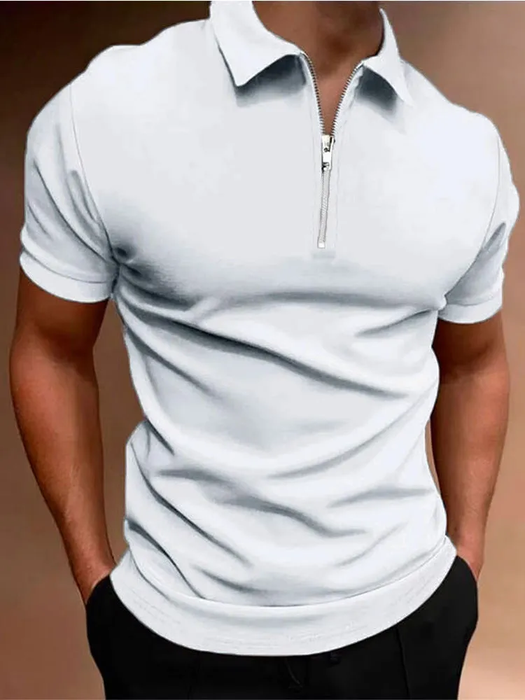 Men's casual polo shirt in polyester blend fabric available in multiple colours with loose fit and short sleeves