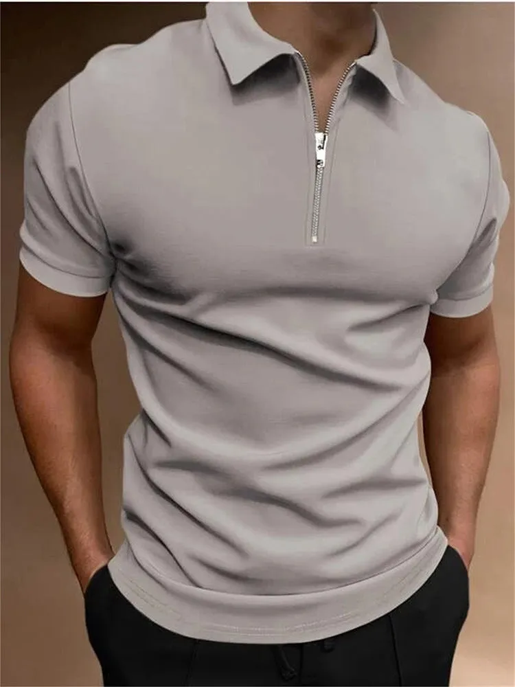 Men's casual polo shirt in polyester blend fabric available in multiple colours with loose fit and short sleeves