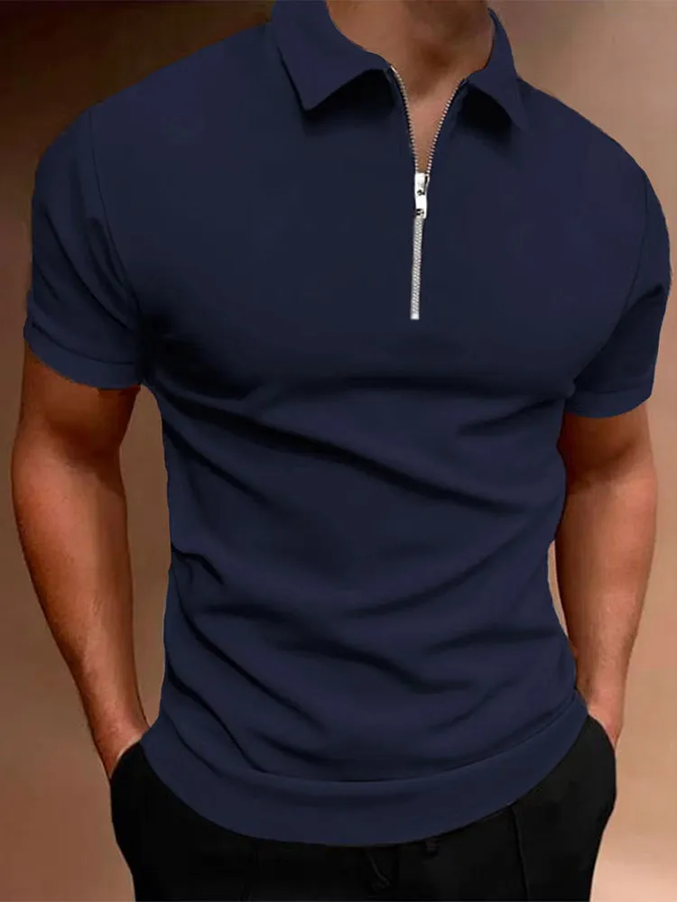 Men's casual polo shirt in polyester blend fabric available in multiple colours with loose fit and short sleeves