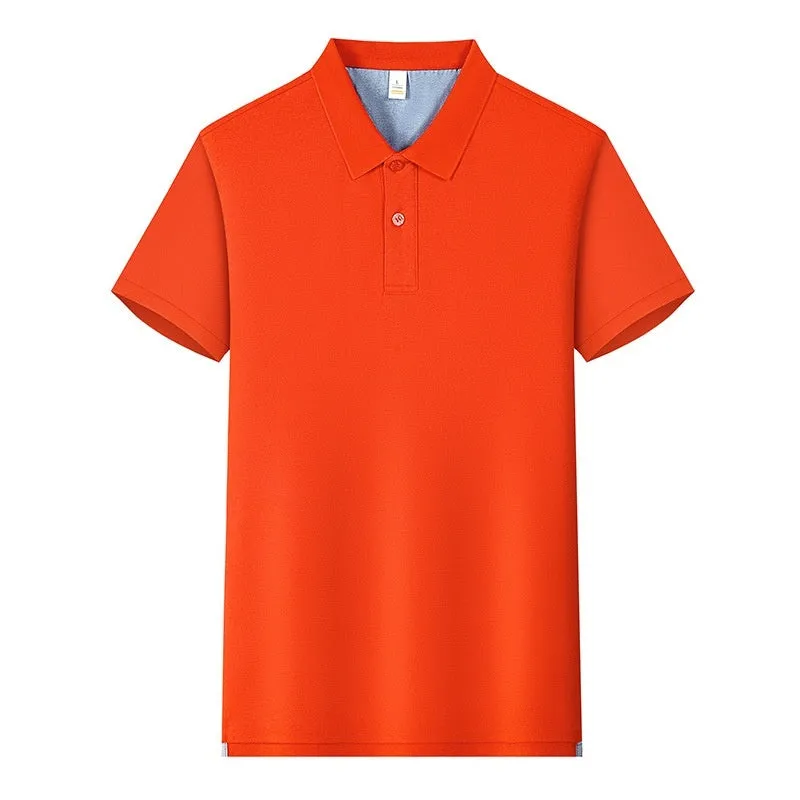220g Back of Turtle split solid colour polo collar t-shirt in cotton blend fabric