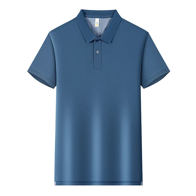 220g Back of Turtle split solid colour polo collar t-shirt in cotton blend fabric