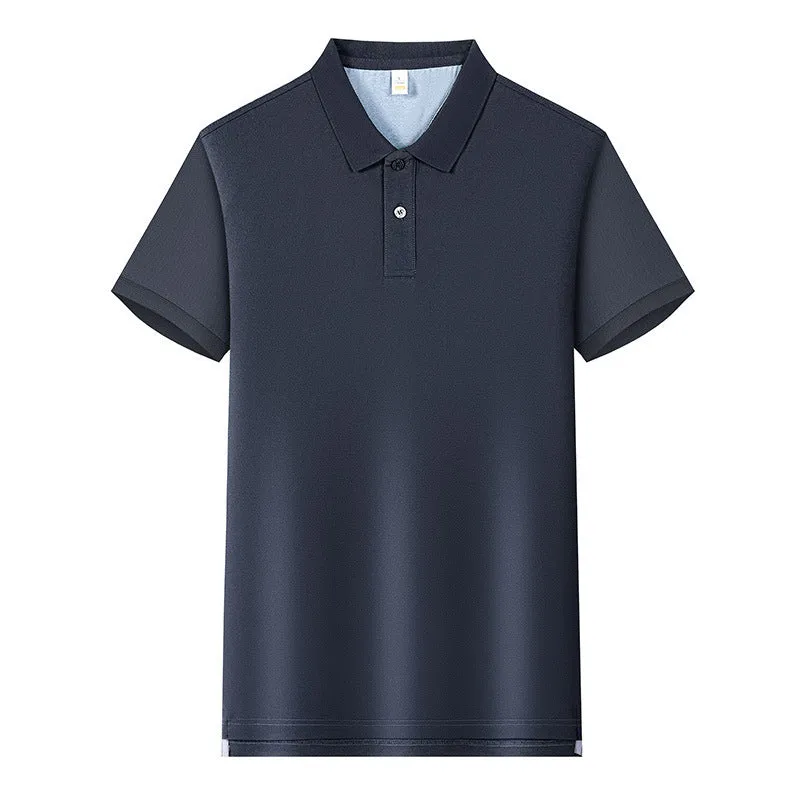 220g Back of Turtle split solid colour polo collar t-shirt in cotton blend fabric