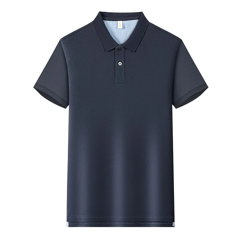 220g Back of Turtle split solid colour polo collar t-shirt in cotton blend fabric