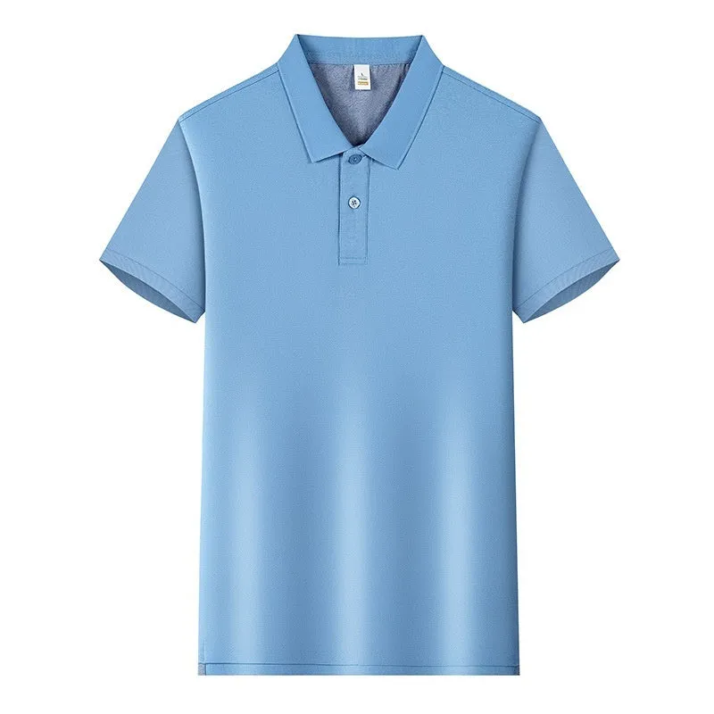 220g Back of Turtle split solid colour polo collar t-shirt in cotton blend fabric