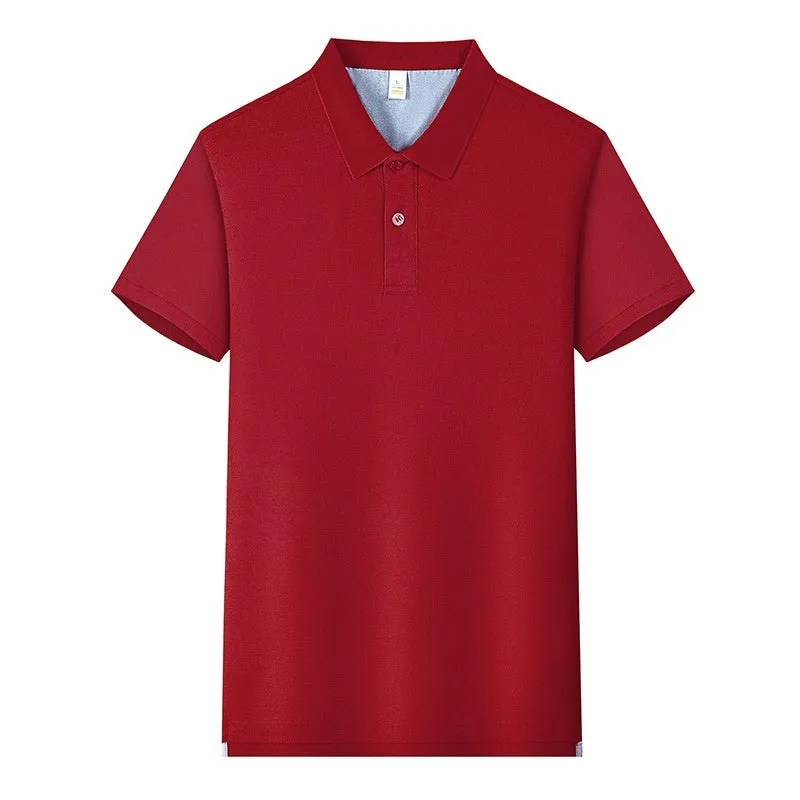 220g Back of Turtle split solid colour polo collar t-shirt in cotton blend fabric