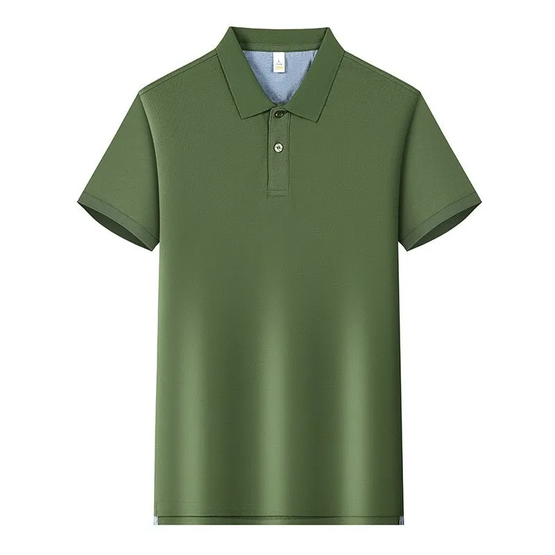 220g Back of Turtle split solid colour polo collar t-shirt in cotton blend fabric